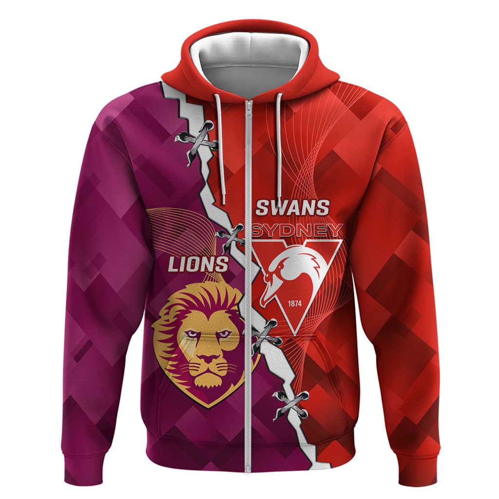 Custom Swans And Lions Football Hoodie 2024 Go Champions Final Dynamic Version - Vibe Hoodie Shop