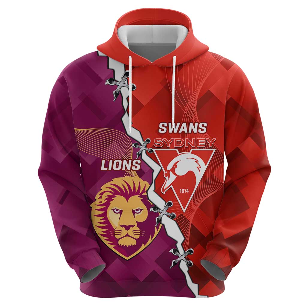 Custom Swans And Lions Football Hoodie 2024 Go Champions Final Dynamic Version - Vibe Hoodie Shop