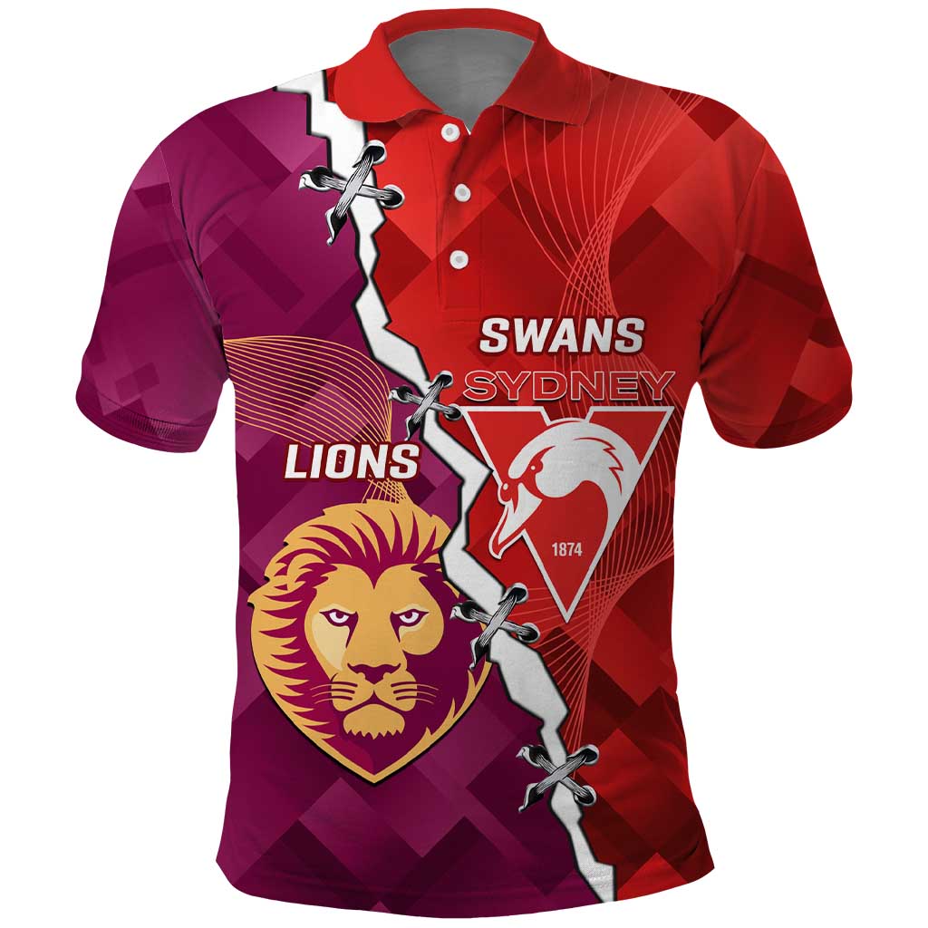 Custom Swans And Lions Football Polo Shirt 2024 Go Champions Final Dynamic Version - Vibe Hoodie Shop
