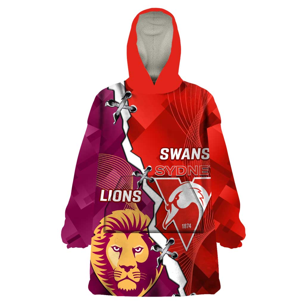 Custom Swans And Lions Football Wearable Blanket Hoodie 2024 Go Champions Final Dynamic Version - Vibe Hoodie Shop