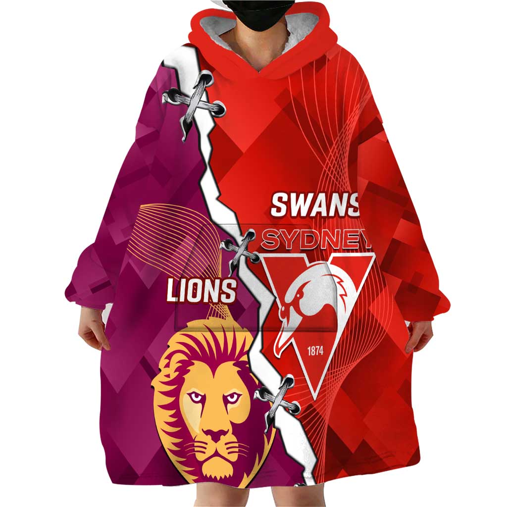 Custom Swans And Lions Football Wearable Blanket Hoodie 2024 Go Champions Final Dynamic Version - Vibe Hoodie Shop