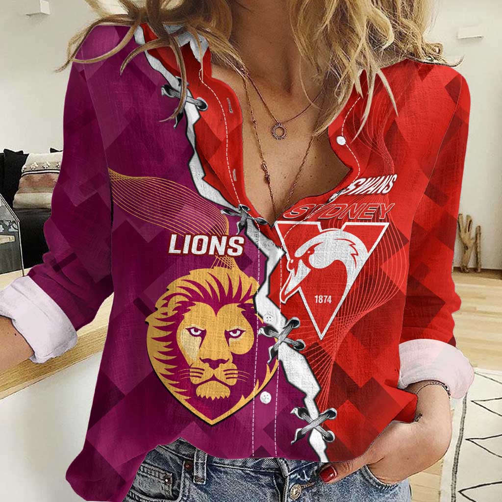 Custom Swans And Lions Football Women Casual Shirt 2024 Go Champions Final Dynamic Version - Vibe Hoodie Shop