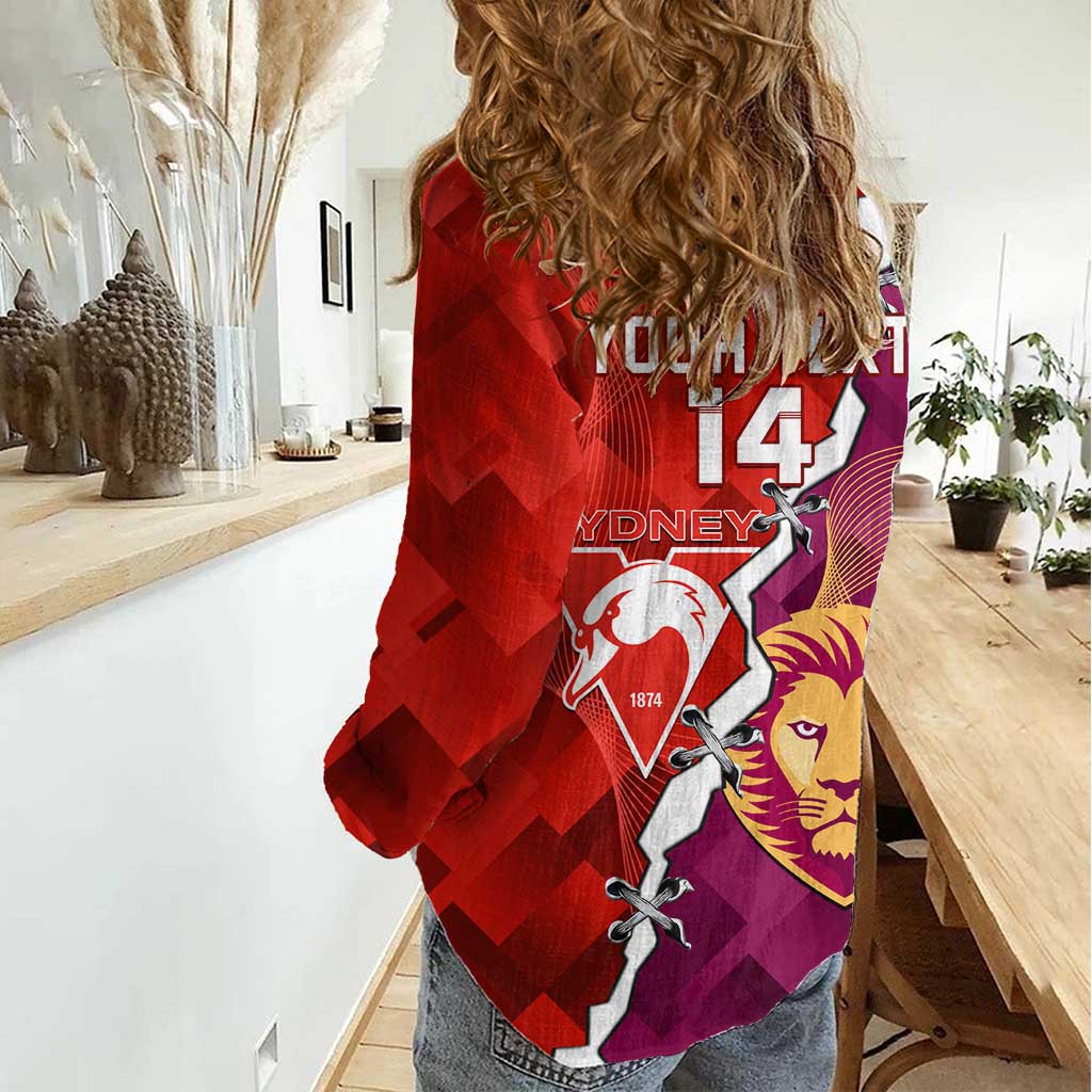 Custom Swans And Lions Football Women Casual Shirt 2024 Go Champions Final Dynamic Version - Vibe Hoodie Shop