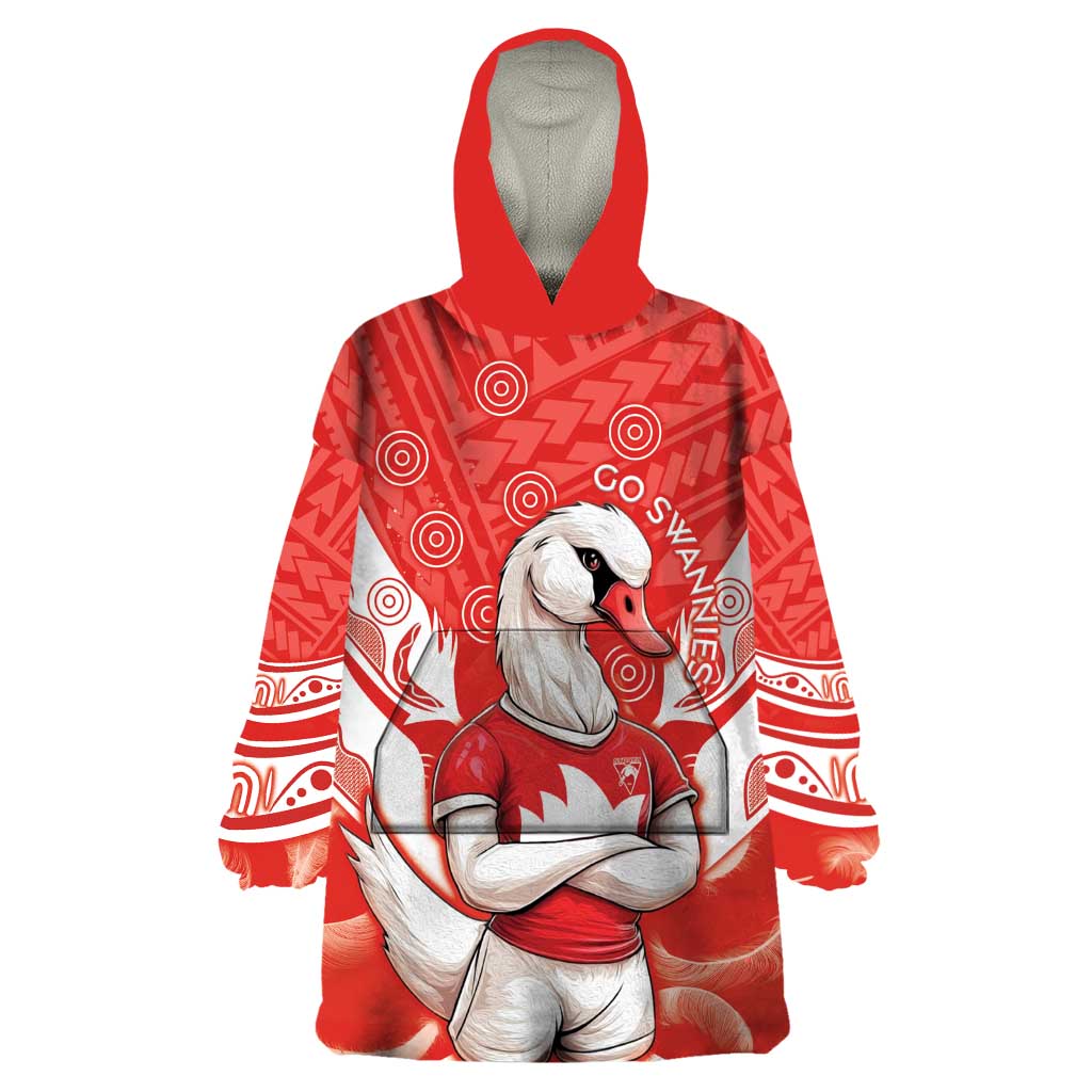 Personalised Swans Football Wearable Blanket Hoodie 2024 Swannies Mascot Go Champions - Vibe Hoodie Shop