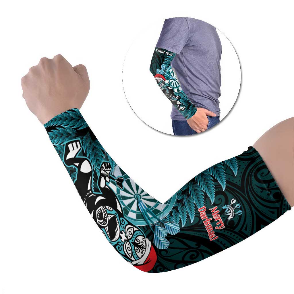 Personalised New Zealand Darts Christmas Arm Sleeves Maori Fern Merry Dartsmas - Vibe Hoodie