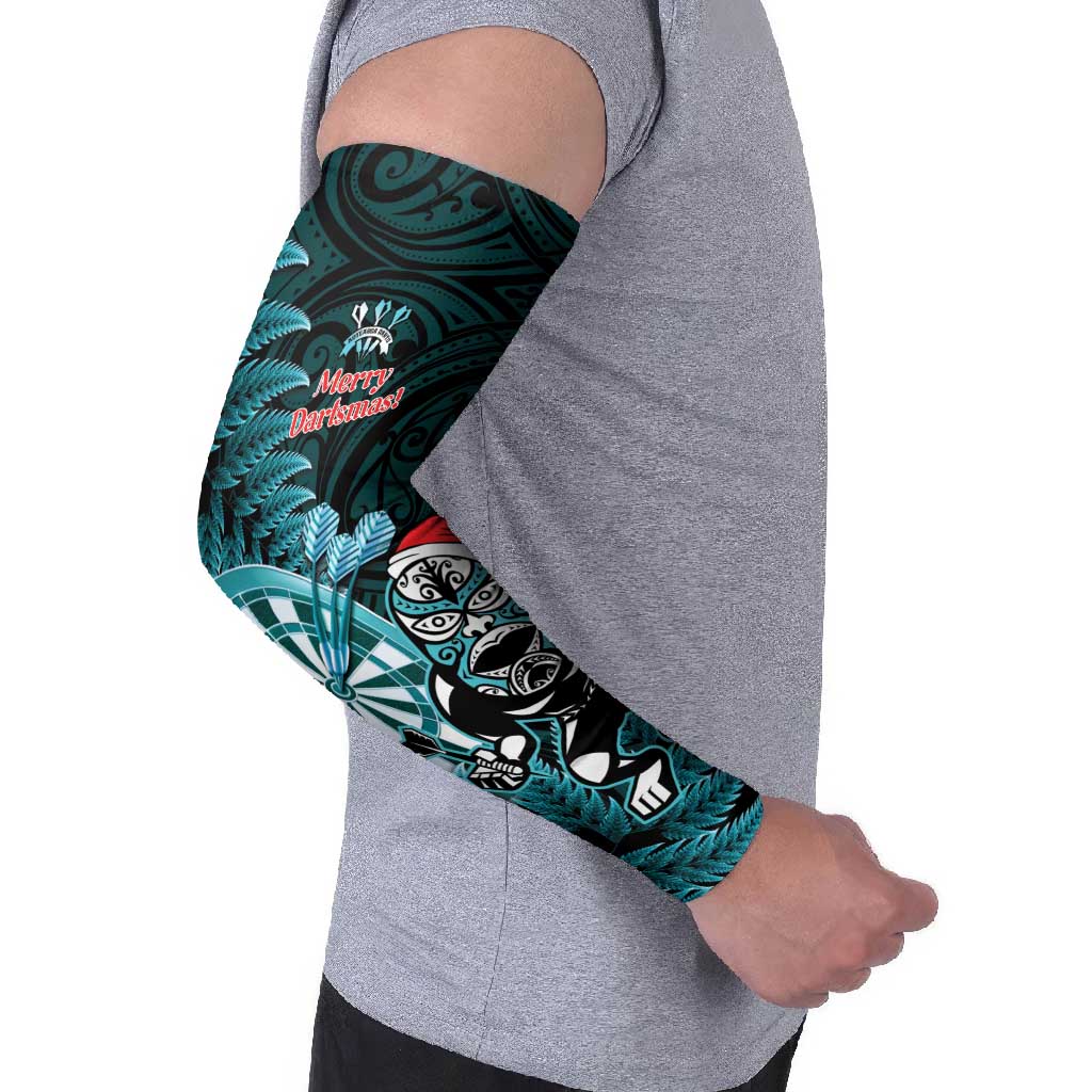 Personalised New Zealand Darts Christmas Arm Sleeves Maori Fern Merry Dartsmas - Vibe Hoodie