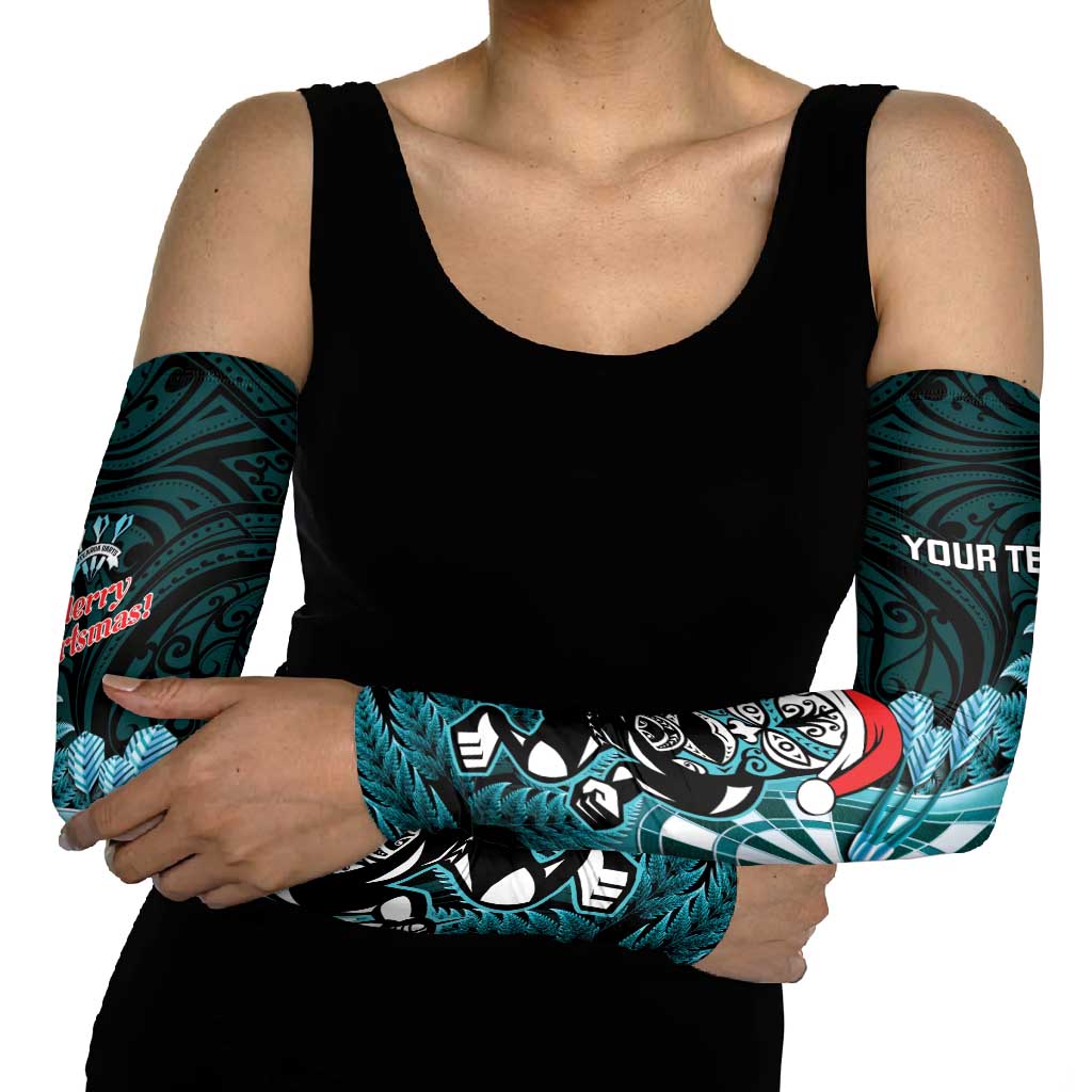 Personalised New Zealand Darts Christmas Arm Sleeves Maori Fern Merry Dartsmas - Vibe Hoodie