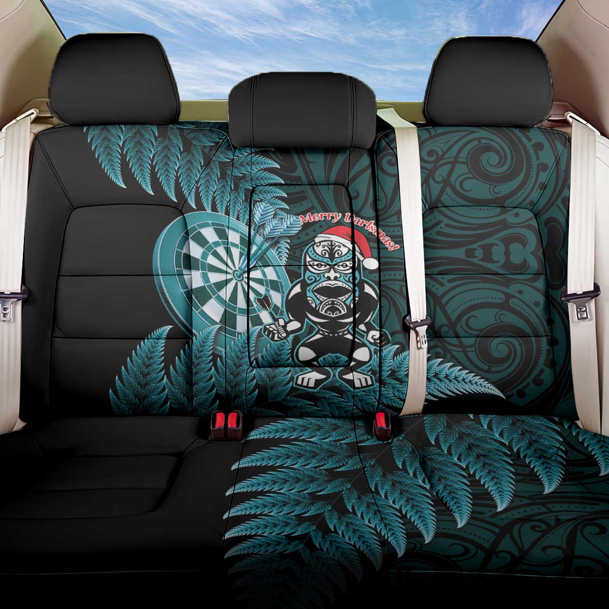 New Zealand Darts Christmas Back Car Seat Cover Maori Fern Merry Dartsmas - Vibe Hoodie