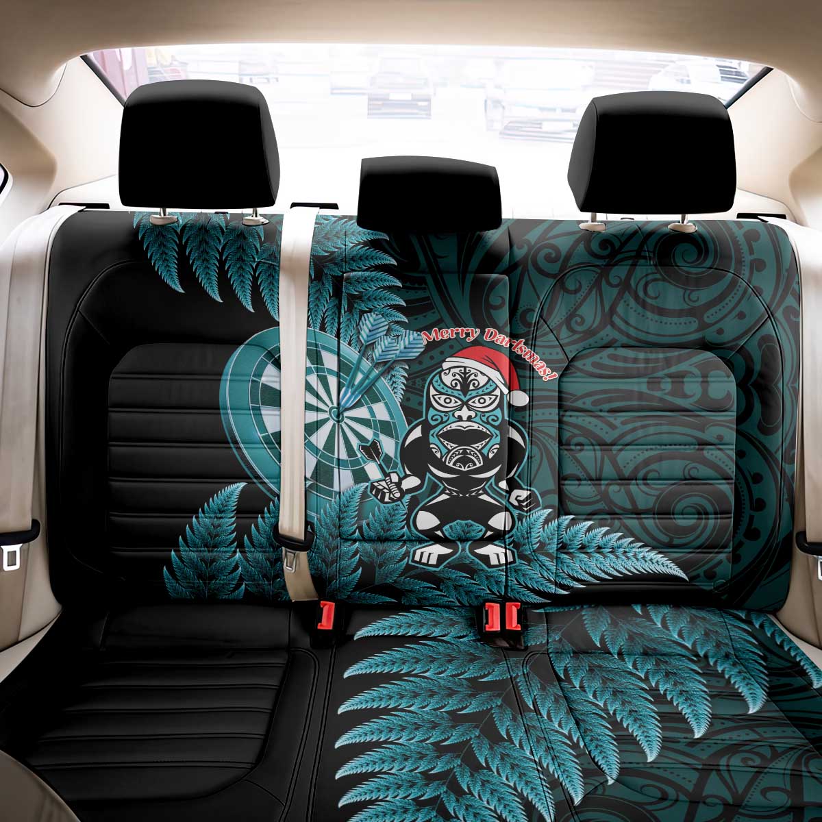 New Zealand Darts Christmas Back Car Seat Cover Maori Fern Merry Dartsmas - Vibe Hoodie