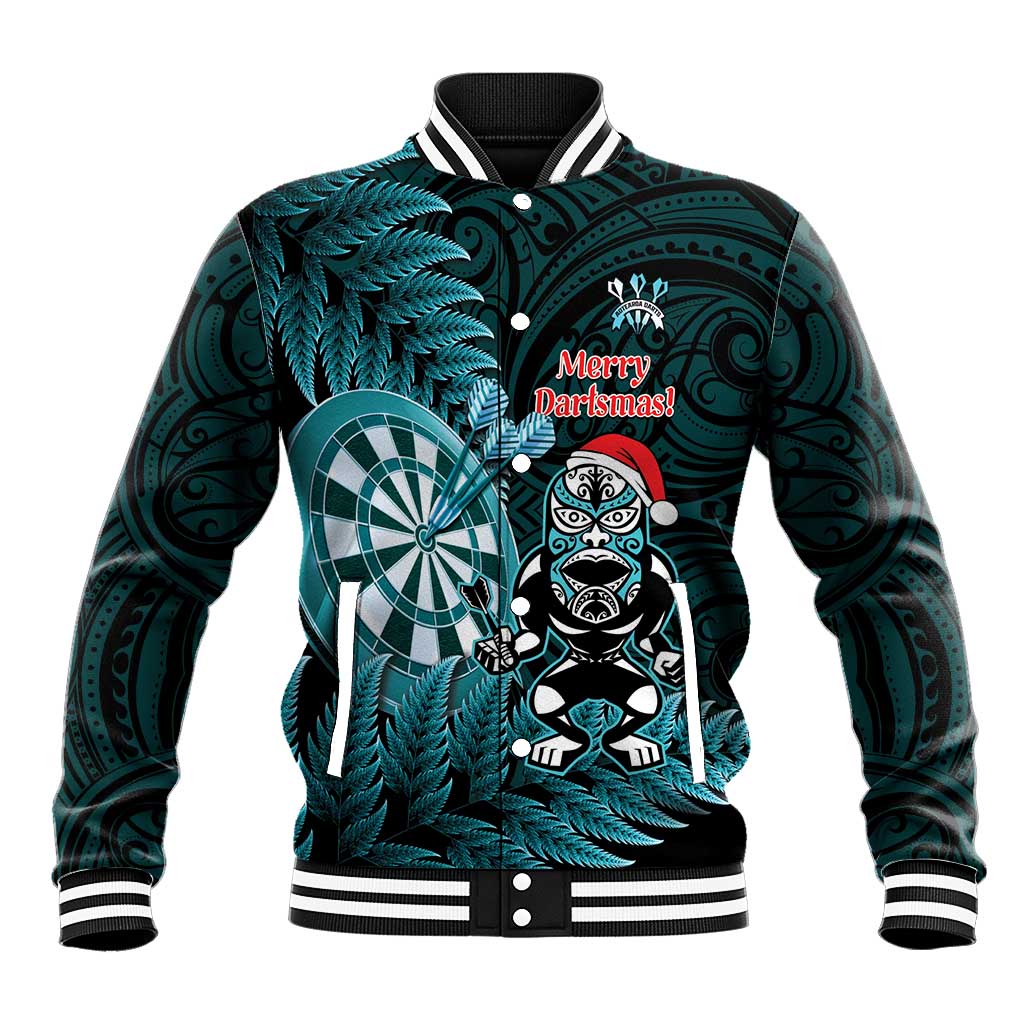 Personalised New Zealand Darts Christmas Baseball Jacket Maori Fern Merry Dartsmas - Vibe Hoodie