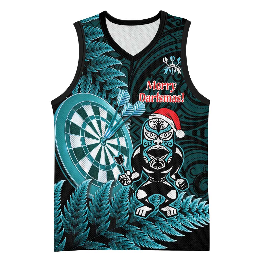 Personalised New Zealand Darts Christmas Basketball Jersey Maori Fern Merry Dartsmas - Vibe Hoodie