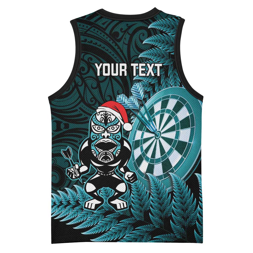 Personalised New Zealand Darts Christmas Basketball Jersey Maori Fern Merry Dartsmas - Vibe Hoodie