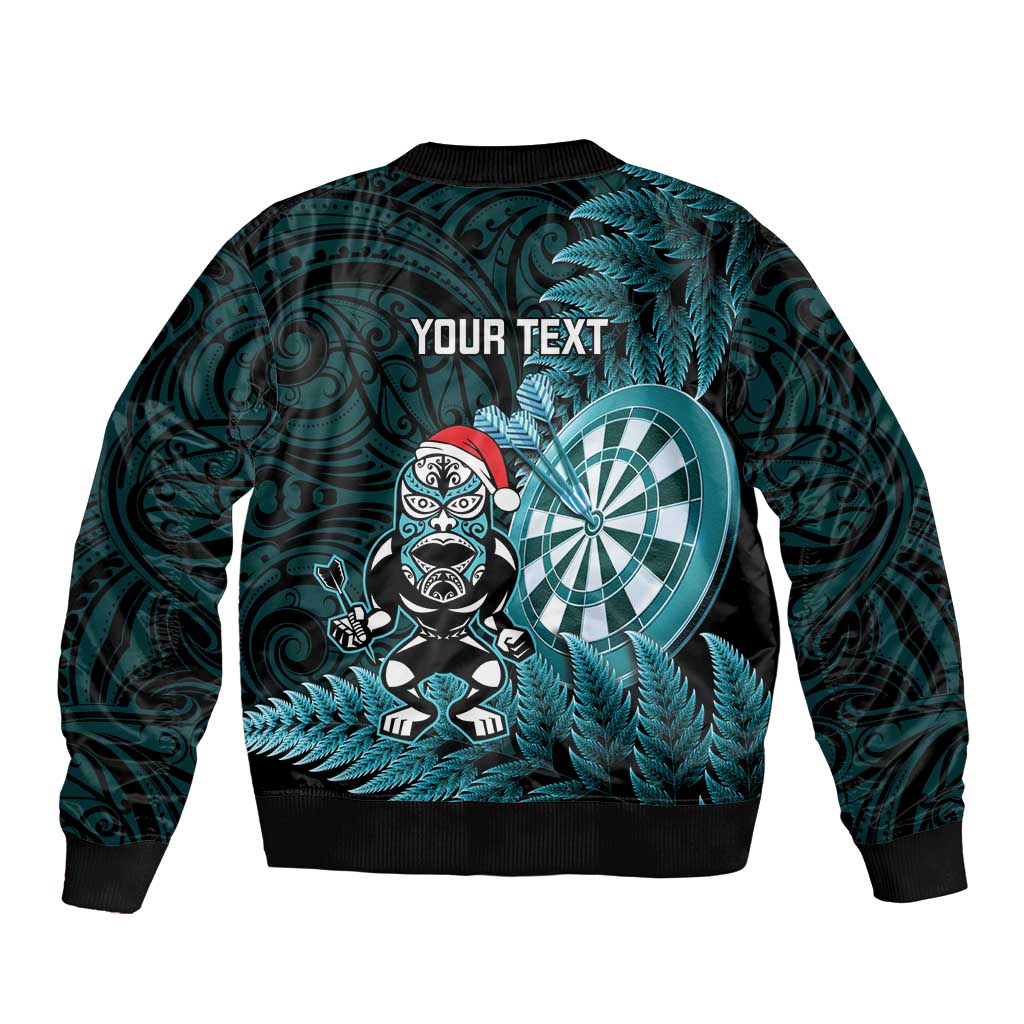 Personalised New Zealand Darts Christmas Bomber Jacket Maori Fern Merry Dartsmas - Vibe Hoodie