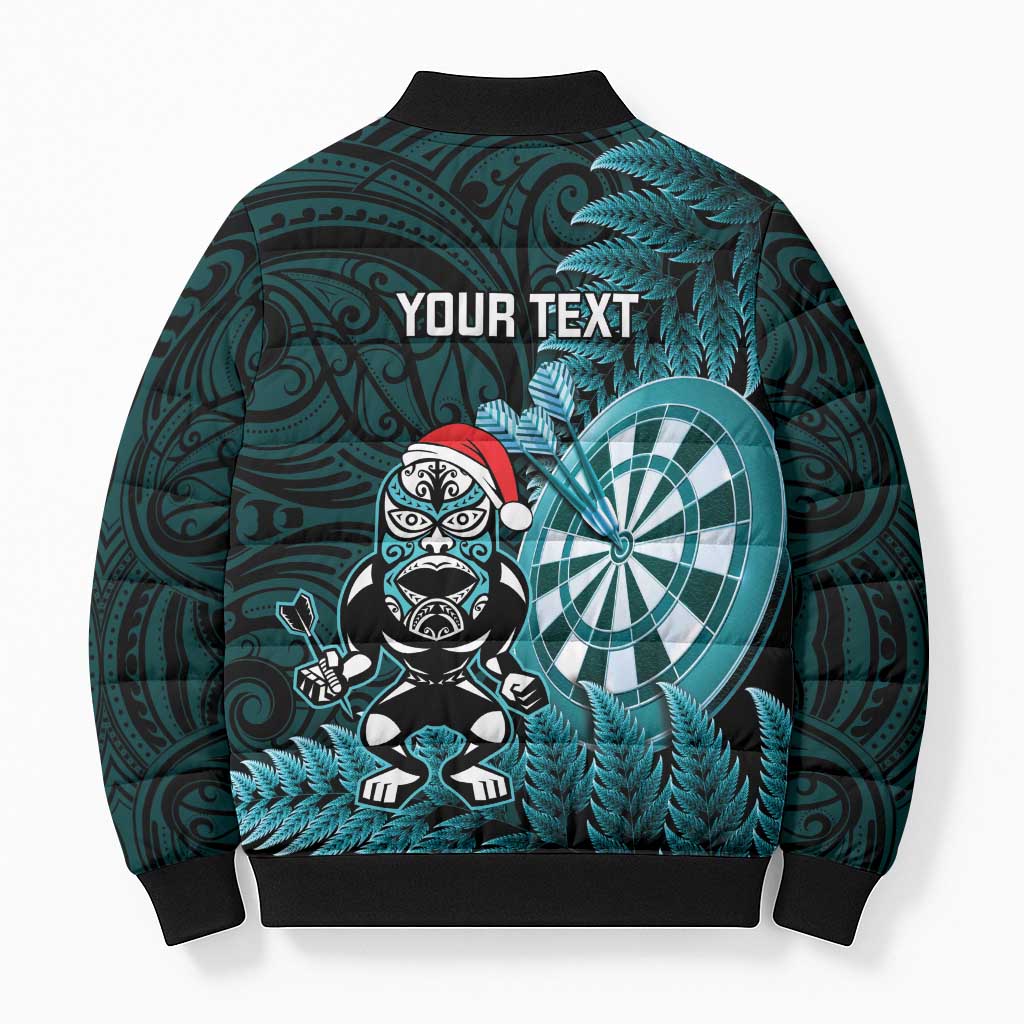 Personalised New Zealand Darts Christmas Bomber Puffer Jacket Maori Fern Merry Dartsmas - Vibe Hoodie