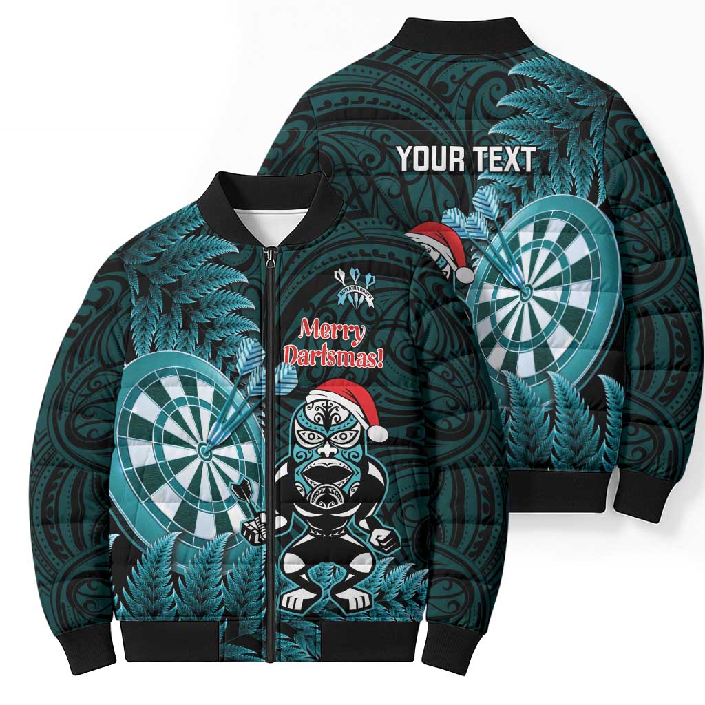 Personalised New Zealand Darts Christmas Bomber Puffer Jacket Maori Fern Merry Dartsmas - Vibe Hoodie