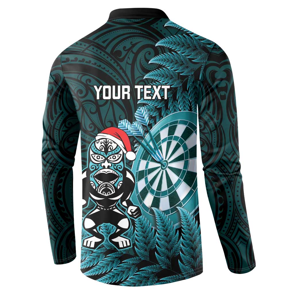 Personalised New Zealand Darts Christmas Button Sweatshirt Maori Fern Merry Dartsmas - Vibe Hoodie