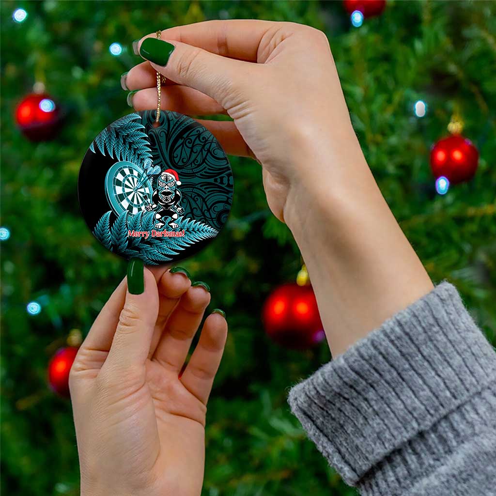 Personalised New Zealand Darts Christmas Ceramic Ornament Maori Fern Merry Dartsmas - Vibe Hoodie