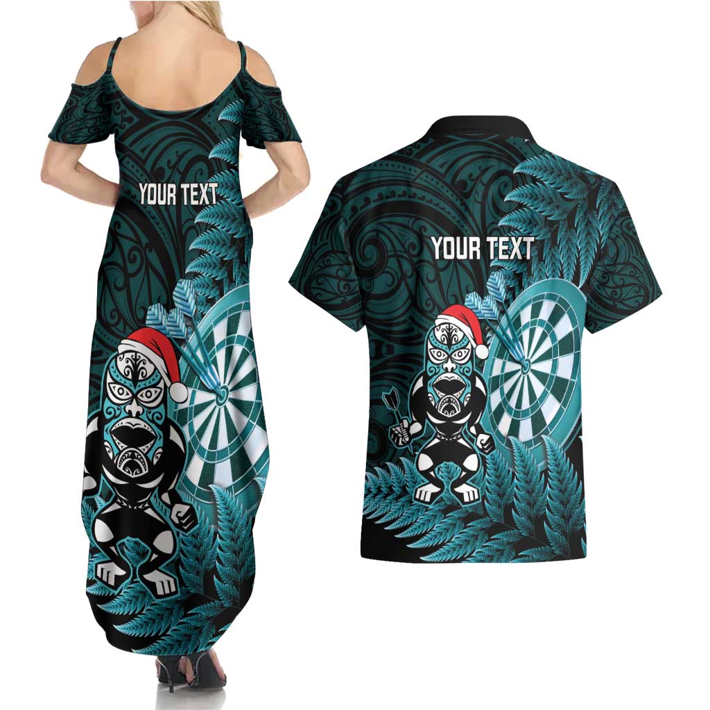 Personalised New Zealand Darts Christmas Couples Matching Summer Maxi Dress and Hawaiian Shirt Maori Fern Merry Dartsmas - Vibe Hoodie