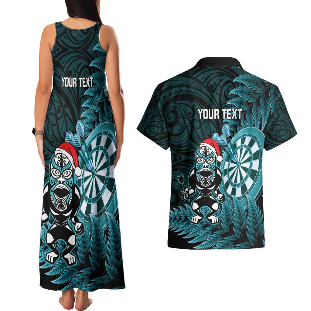 Personalised New Zealand Darts Christmas Couples Matching Tank Maxi Dress and Hawaiian Shirt Maori Fern Merry Dartsmas - Vibe Hoodie