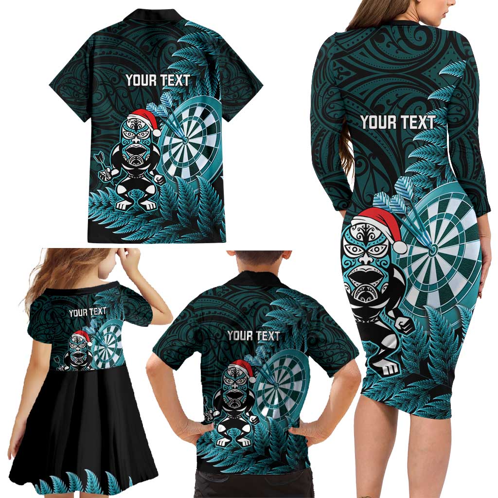 Personalised New Zealand Darts Christmas Family Matching Long Sleeve Bodycon Dress and Hawaiian Shirt Maori Fern Merry Dartsmas - Vibe Hoodie