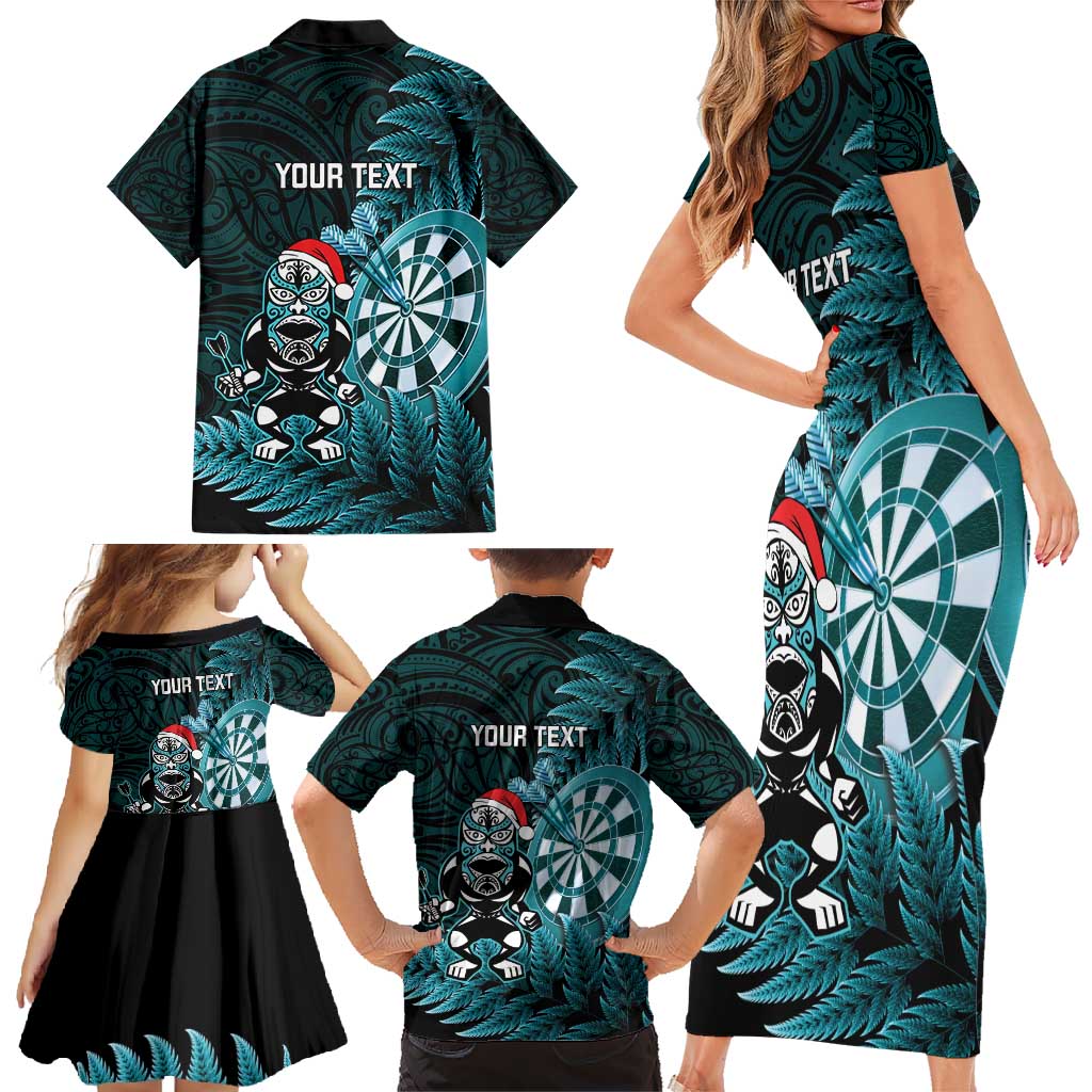 Personalised New Zealand Darts Christmas Family Matching Short Sleeve Bodycon Dress and Hawaiian Shirt Maori Fern Merry Dartsmas - Vibe Hoodie