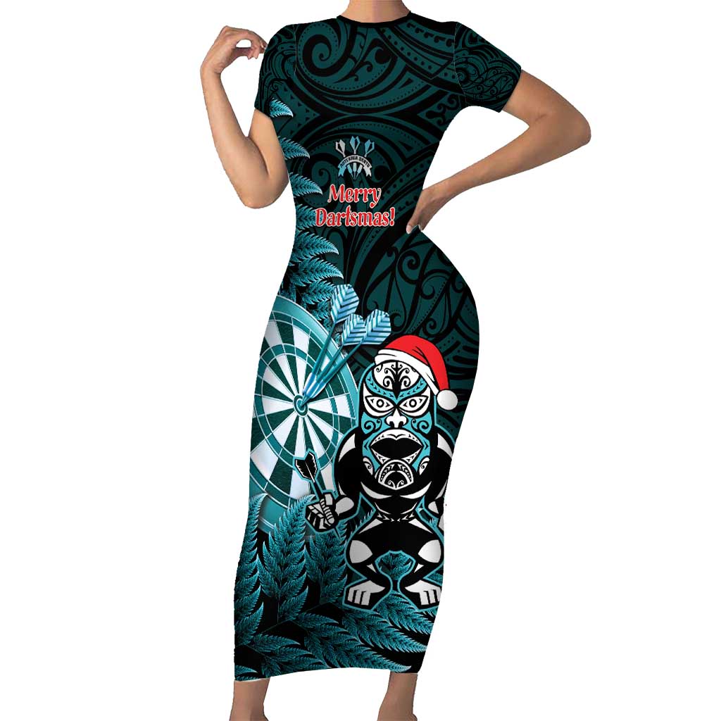 Personalised New Zealand Darts Christmas Family Matching Short Sleeve Bodycon Dress and Hawaiian Shirt Maori Fern Merry Dartsmas - Vibe Hoodie