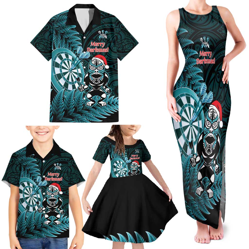 Personalised New Zealand Darts Christmas Family Matching Tank Maxi Dress and Hawaiian Shirt Maori Fern Merry Dartsmas - Vibe Hoodie