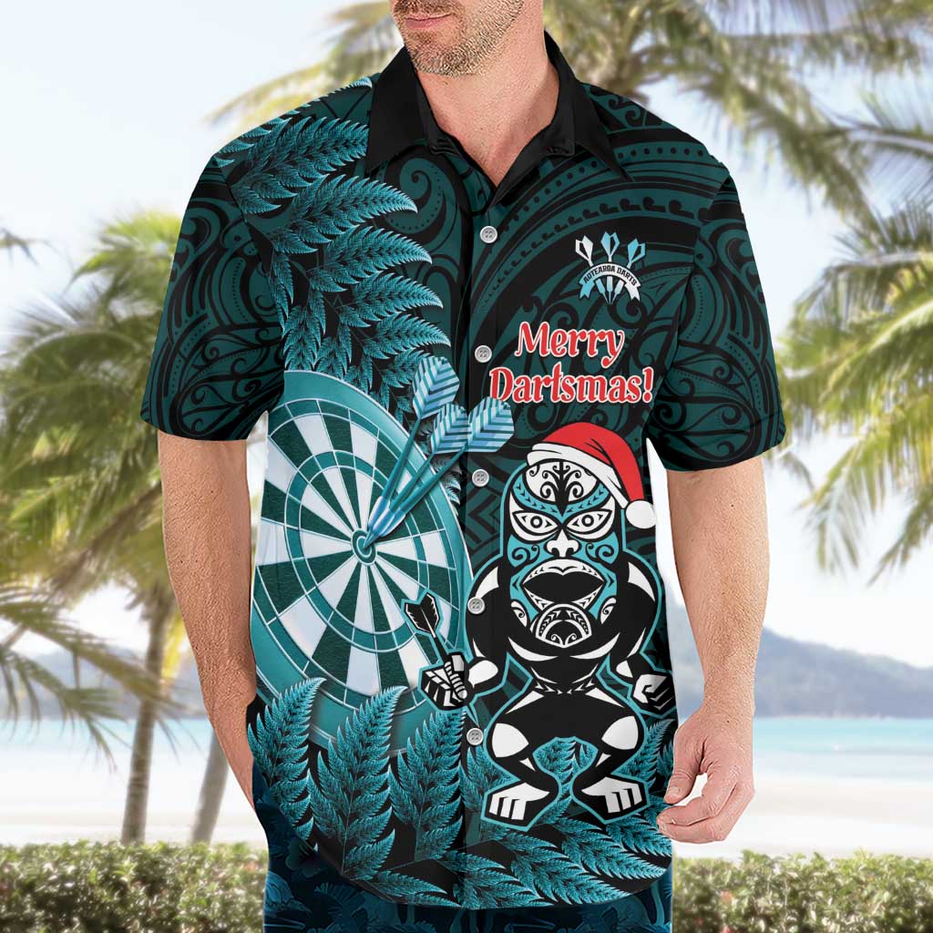 Personalised New Zealand Darts Christmas Hawaiian Shirt Maori Fern Merry Dartsmas - Vibe Hoodie