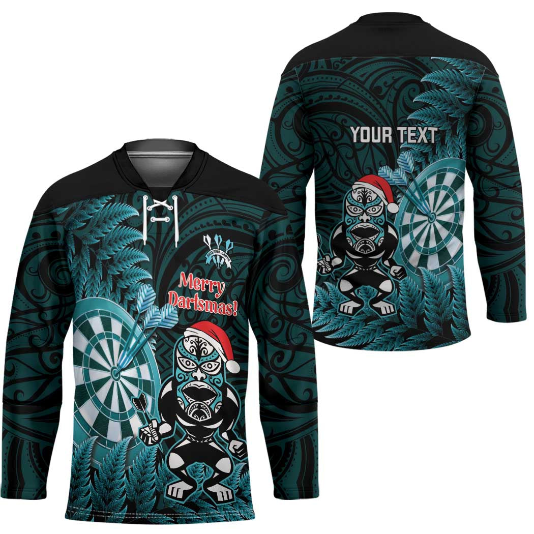 Personalised New Zealand Darts Christmas Hockey Jersey Maori Fern Merry Dartsmas - Vibe Hoodie