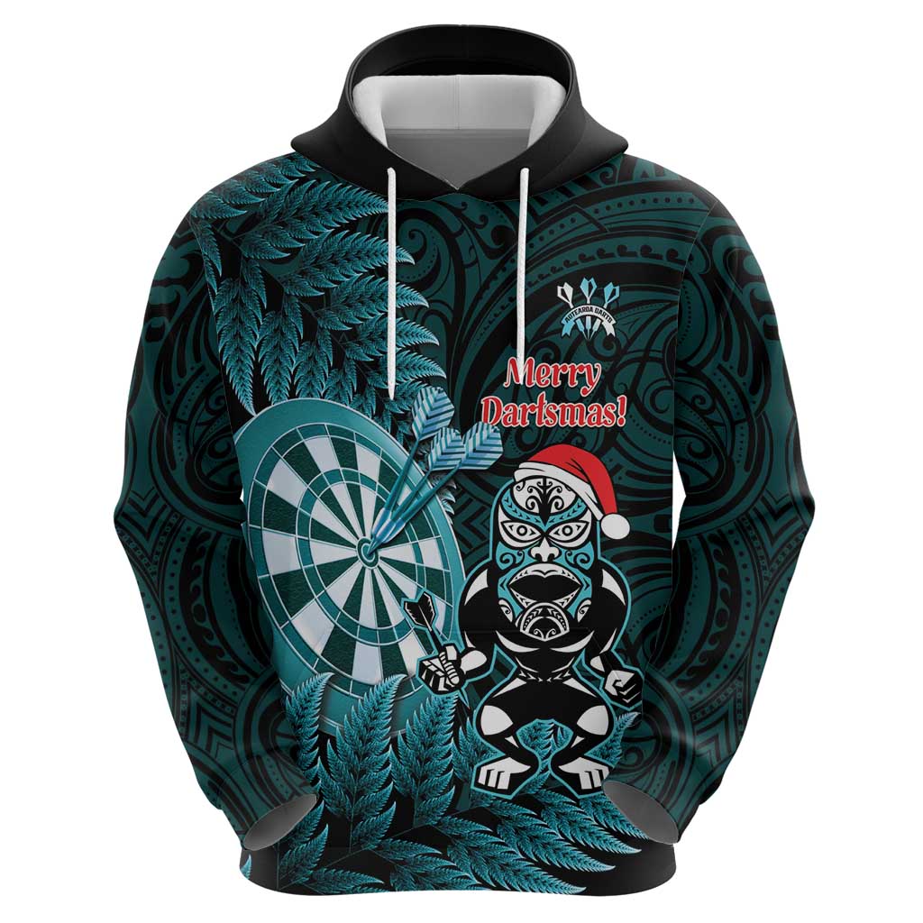 Personalised New Zealand Darts Christmas Hoodie Maori Fern Merry Dartsmas - Vibe Hoodie