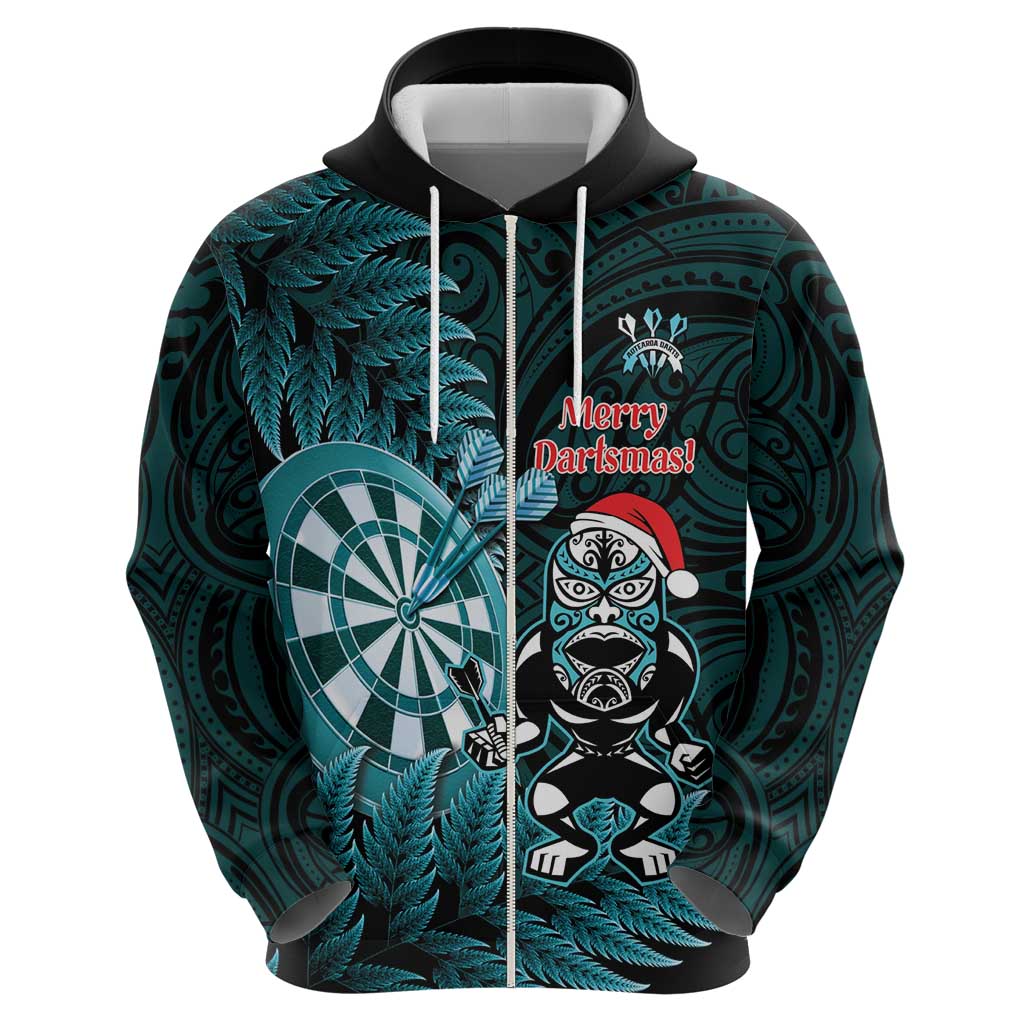 Personalised New Zealand Darts Christmas Hoodie Maori Fern Merry Dartsmas - Vibe Hoodie