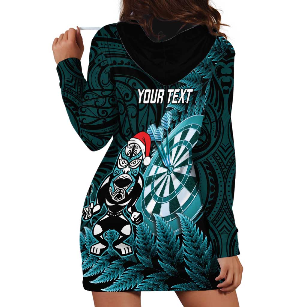 Personalised New Zealand Darts Christmas Hoodie Dress Maori Fern Merry Dartsmas - Vibe Hoodie