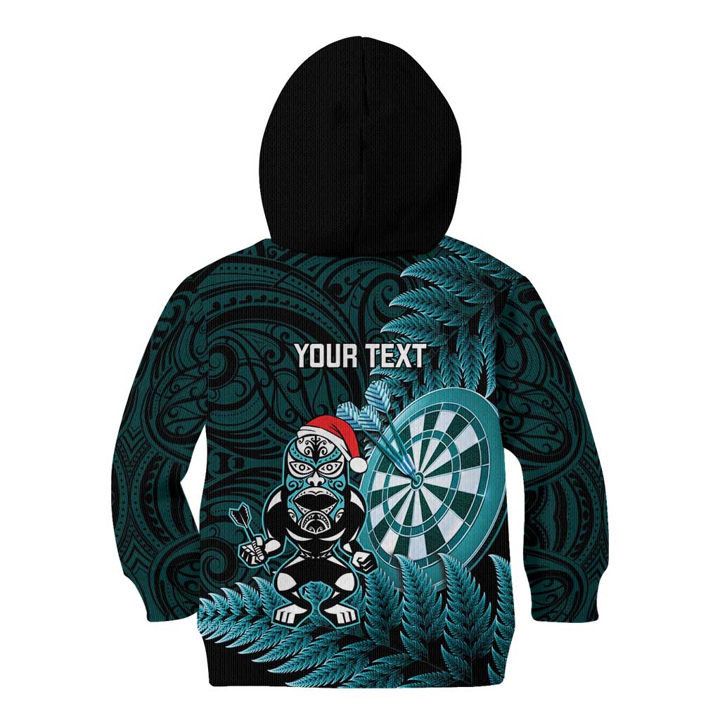 Personalised New Zealand Darts Christmas Kid Hoodie Maori Fern Merry Dartsmas - Vibe Hoodie