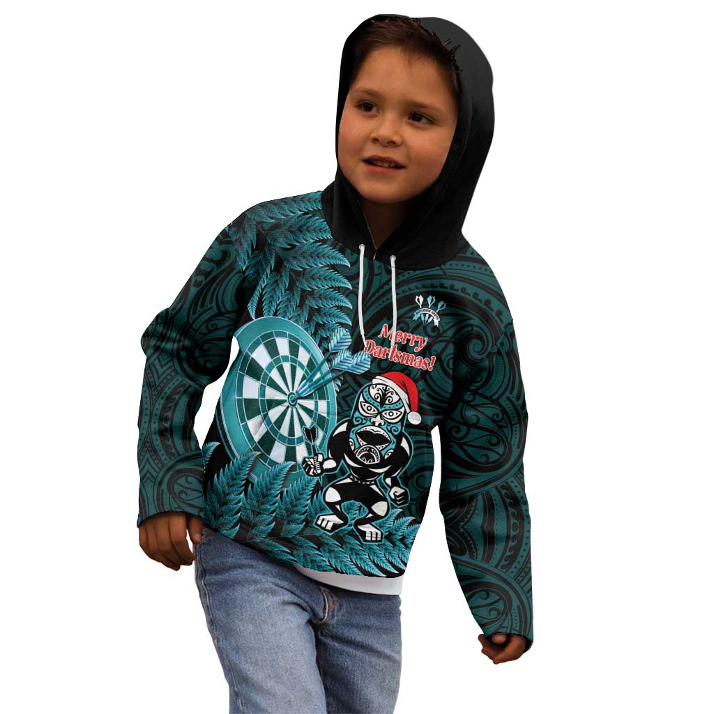 Personalised New Zealand Darts Christmas Kid Hoodie Maori Fern Merry Dartsmas - Vibe Hoodie