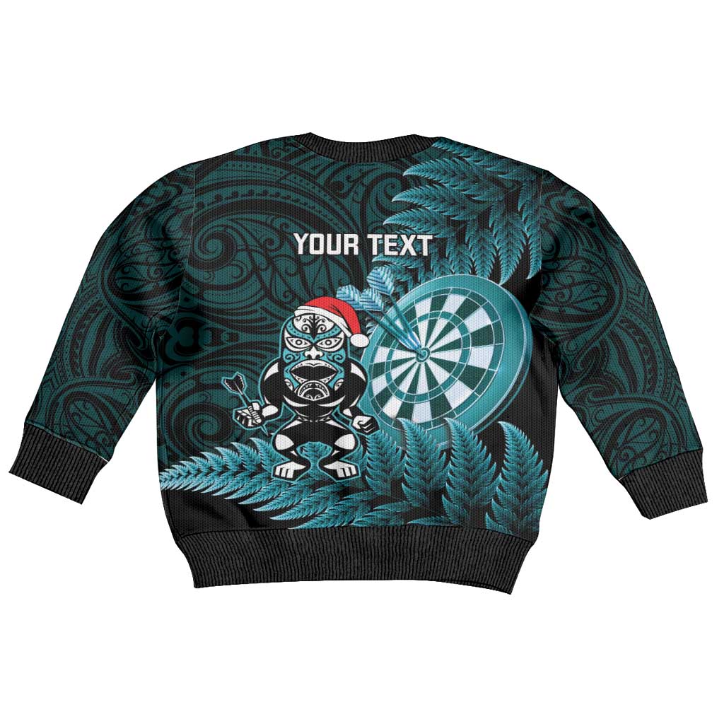 Personalised New Zealand Darts Christmas Kid Ugly Christmas Sweater Maori Fern Merry Dartsmas - Vibe Hoodie