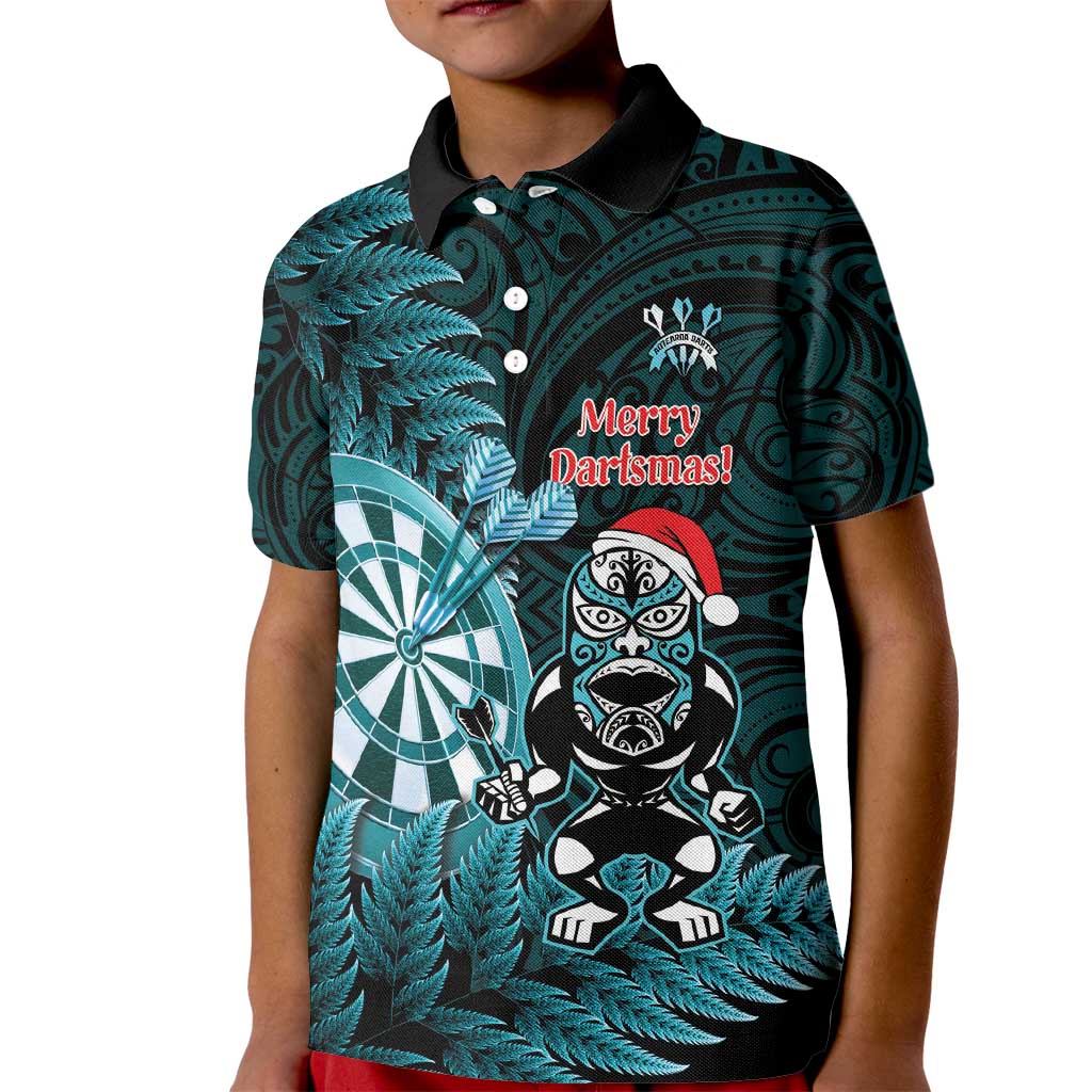 Personalised New Zealand Darts Christmas Kid Polo Shirt Maori Fern Merry Dartsmas - Vibe Hoodie