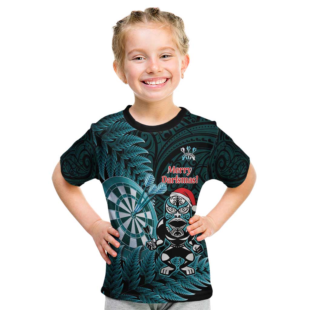 Personalised New Zealand Darts Christmas Kid T Shirt Maori Fern Merry Dartsmas - Vibe Hoodie