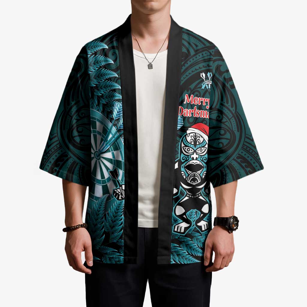 Personalised New Zealand Darts Christmas Kimono Maori Fern Merry Dartsmas - Vibe Hoodie