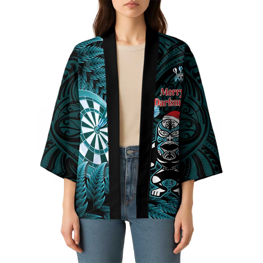 Personalised New Zealand Darts Christmas Kimono Maori Fern Merry Dartsmas - Vibe Hoodie