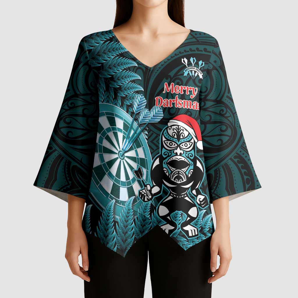 Personalised New Zealand Darts Christmas Kimono Sleeve Blouse Maori Fern Merry Dartsmas - Vibe Hoodie