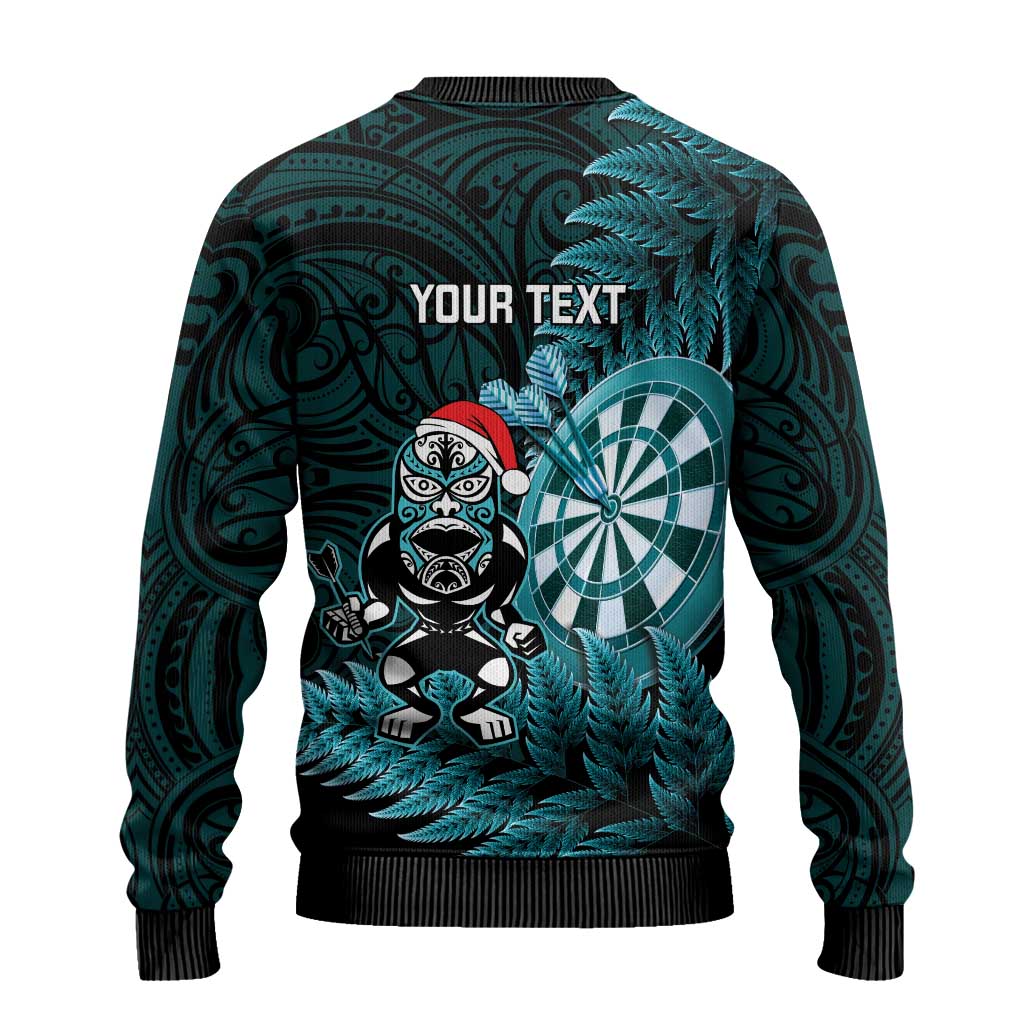 Personalised New Zealand Darts Christmas Ugly Christmas Sweater Maori Fern Merry Dartsmas - Vibe Hoodie