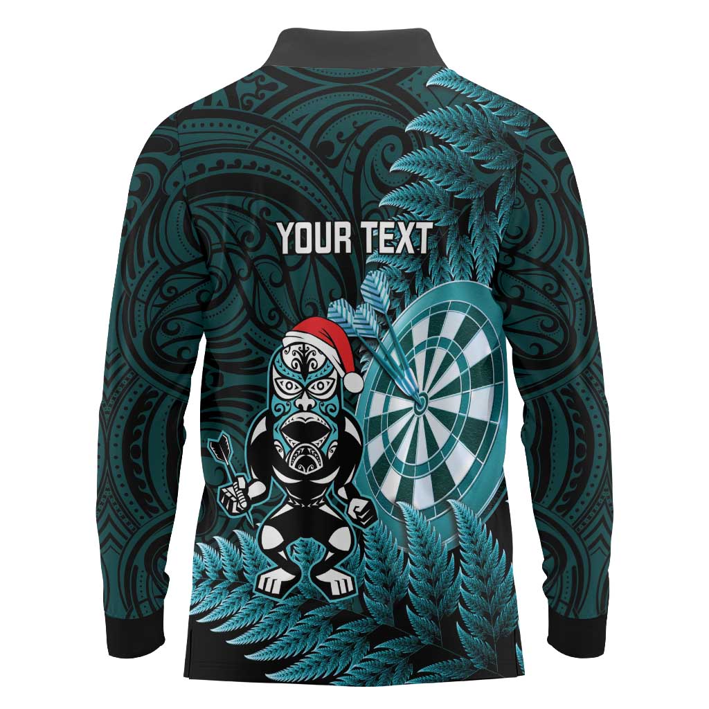 Personalised New Zealand Darts Christmas Long Sleeve Polo Shirt Maori Fern Merry Dartsmas - Vibe Hoodie