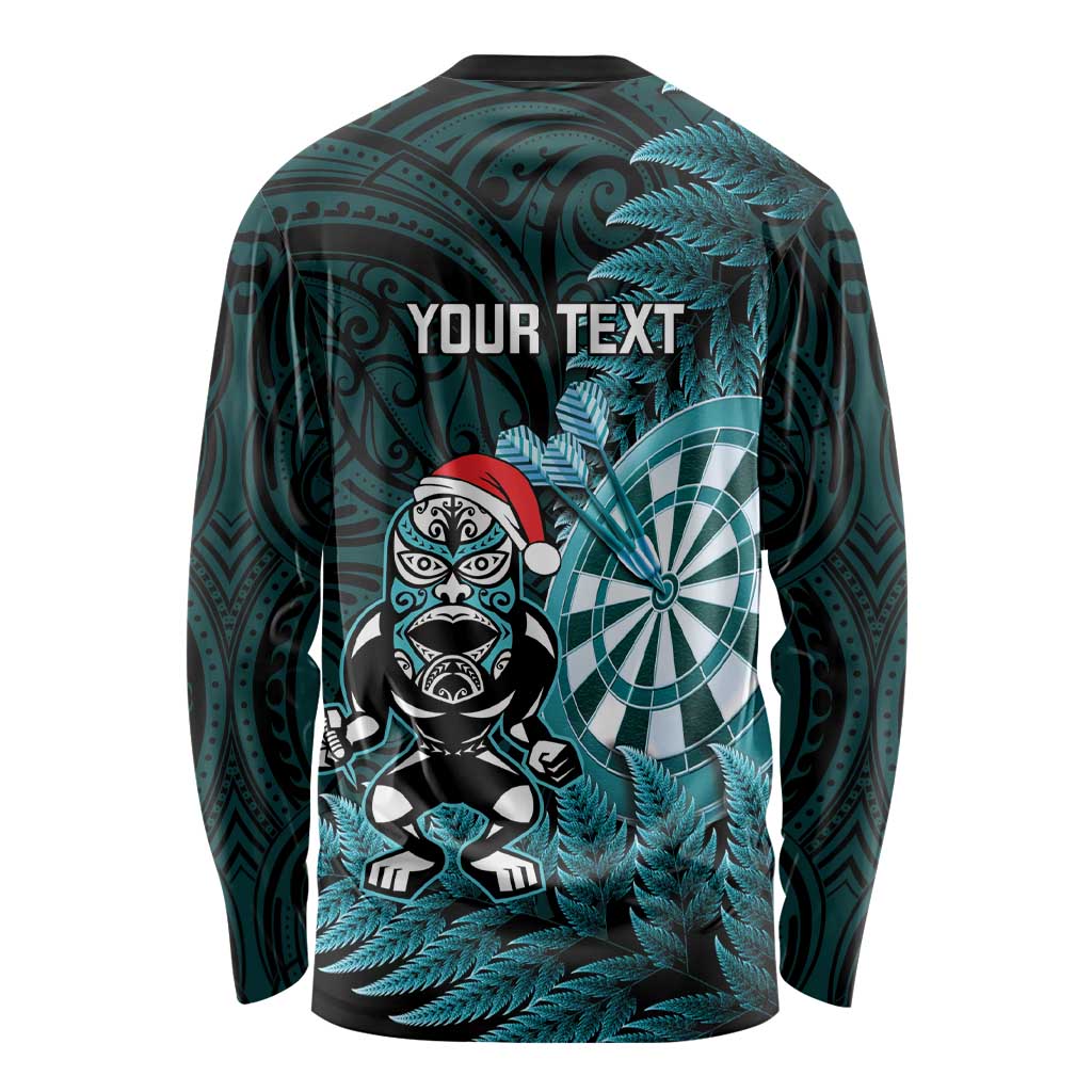 Personalised New Zealand Darts Christmas Long Sleeve Shirt Maori Fern Merry Dartsmas - Vibe Hoodie