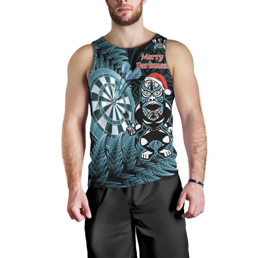 Personalised New Zealand Darts Christmas Men Tank Top Maori Fern Merry Dartsmas - Vibe Hoodie