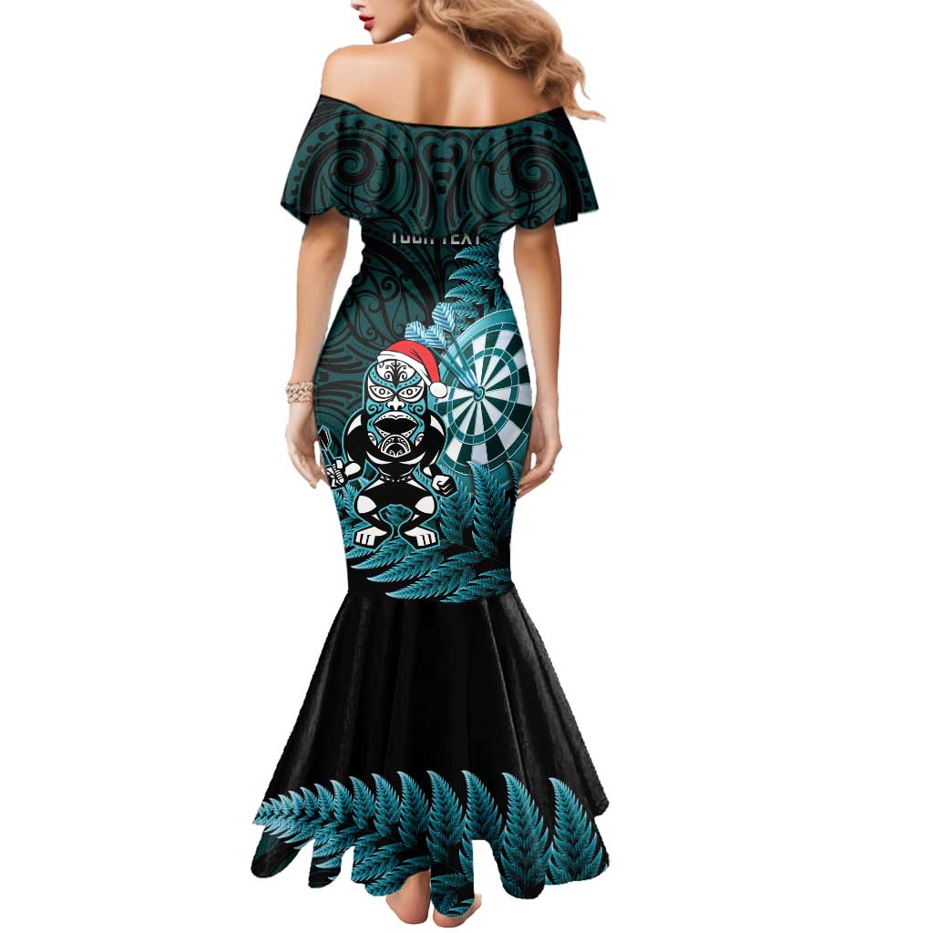 Personalised New Zealand Darts Christmas Mermaid Dress Maori Fern Merry Dartsmas - Vibe Hoodie