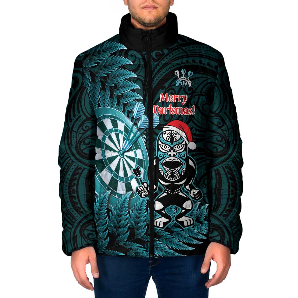 Personalised New Zealand Darts Christmas Padded Jacket Maori Fern Merry Dartsmas - Vibe Hoodie