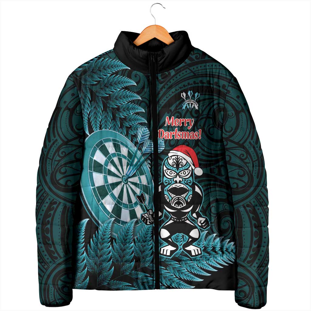 Personalised New Zealand Darts Christmas Padded Jacket Maori Fern Merry Dartsmas - Vibe Hoodie