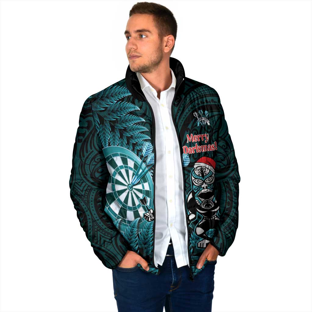 Personalised New Zealand Darts Christmas Padded Jacket Maori Fern Merry Dartsmas - Vibe Hoodie