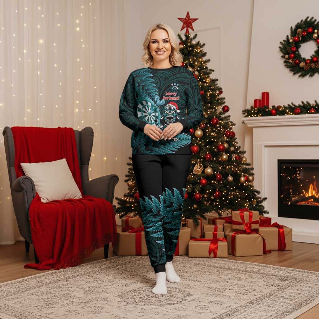 Personalised New Zealand Darts Christmas Pajama Set Maori Fern Merry Dartsmas - Vibe Hoodie