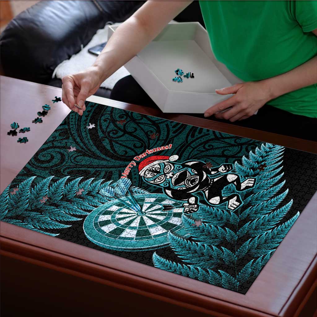 New Zealand Darts Christmas Puzzle Maori Fern Merry Dartsmas - Vibe Hoodie